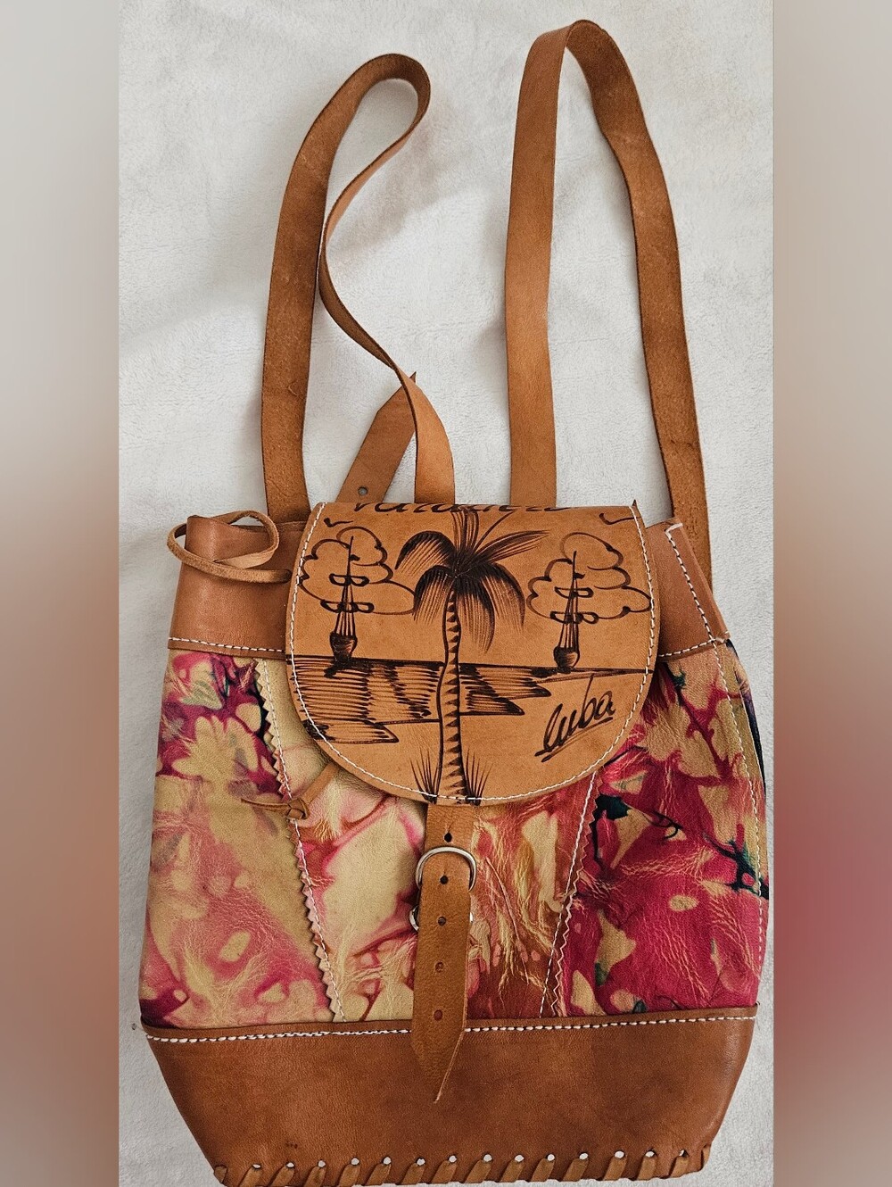 Leather Souvenir Backpack From Cuba. Never Used.